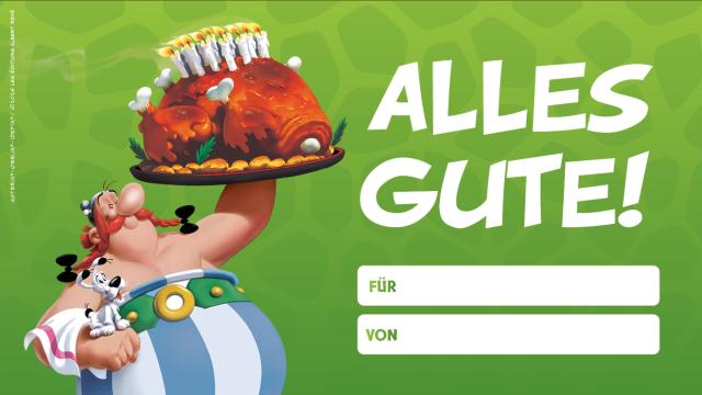 Obelix und Idefix wünschen Alles Gute